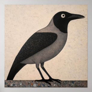 Crow Bird Abstrakte Malerei Poster