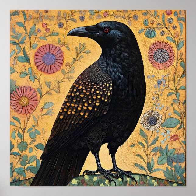 Crow Bird Abstrakte Malerei Poster (Vorne)