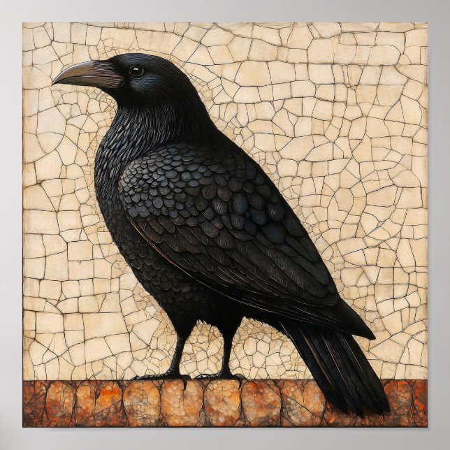Crow Bird Abstrakte Malerei Poster (Vorne)