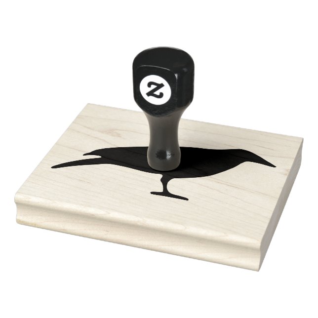 Crow Bird, Schwarze Silhouette, 4" x 5" Gummi Brie Gummistempel (Stempel)