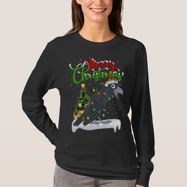Crow Bird Weihnachtsdekorationen Weihnachten T-Shirt (Vorderseite)
