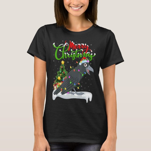 Crow Bird Weihnachtsdekorationen Weihnachten T-Shirt (Vorderseite)