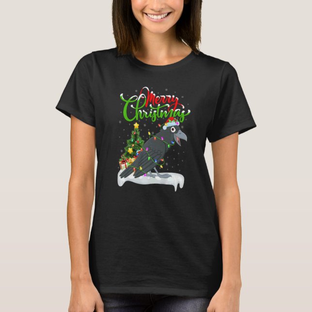 Crow Bird  Xmas Decorations Santa Crow Christmas T-Shirt (Vorderseite)