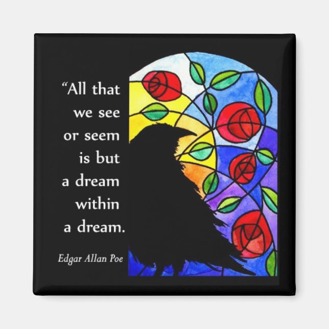 Crow by Window with Rose - Magnet (Vorne)