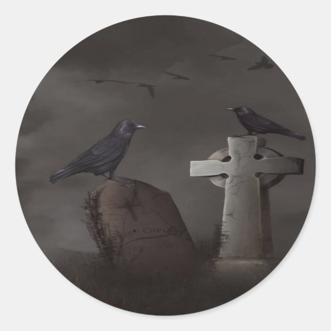 Crow-Cemetaraufkleber Runder Aufkleber (Vorderseite)
