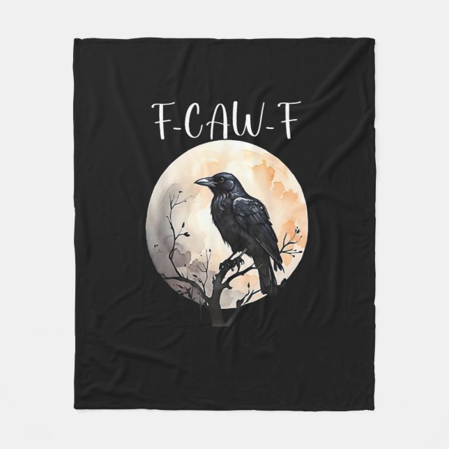 Crow F-Caw-F Funny Bird Aesthetic Casual Fleecedecke (Vorderseite)
