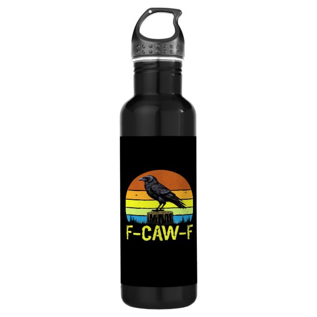Crow F-Caw-F Funny Bird Classic Minimal Clean Edelstahlflasche (Vorderseite)