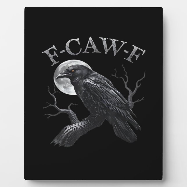 Crow F-Caw-F Funny Bird Moon Gothic Adult Humor Cr Fotoplatte (Vorderseite)