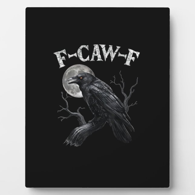 Crow F-Caw-F Funny Bird Moon Gothic Adult Humor Vi Fotoplatte (Vorderseite)