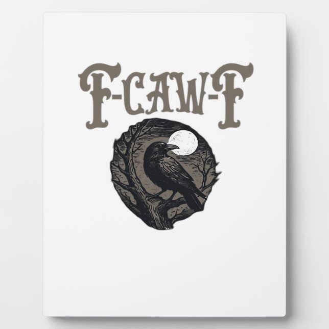 Crow, F-Caw-F Funny Bird Moon Gothic Retro Graphic Fotoplatte (Vorderseite)