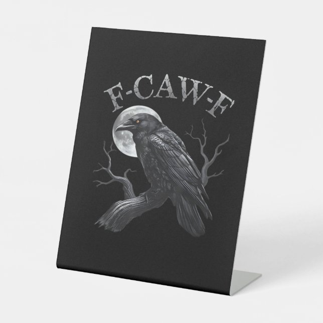 Crow F-Caw-F Funny Bird Moon Retro Classic Sockelschild (Vorderseite)