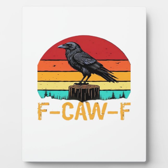 Crow, F-Caw-F Funny Bird Retro Classic Fotoplatte (Vorderseite)