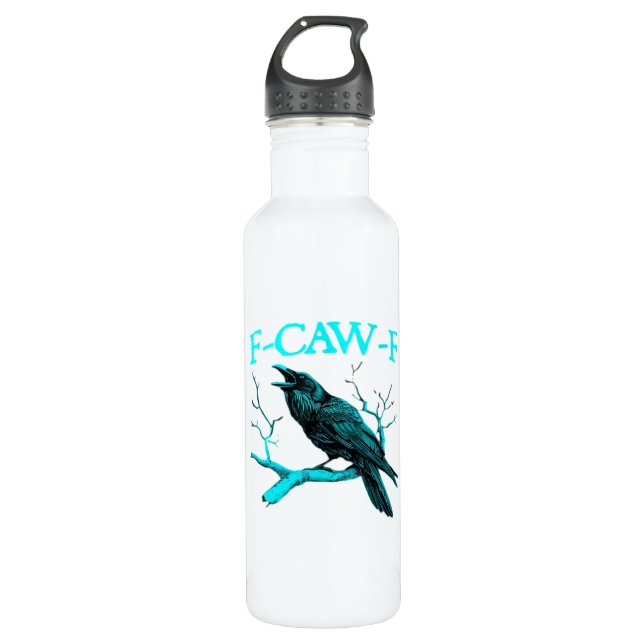 Crow F-Caw-F Funny Bird Retro Design Creative Styl Edelstahlflasche (Vorderseite)