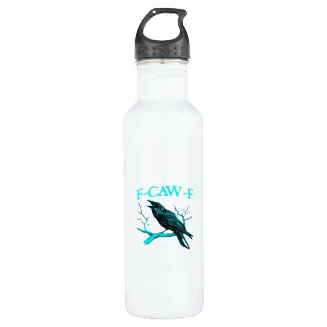 Crow F-Caw-F Funny Bird Retro Edelstahlflasche (Vorderseite)