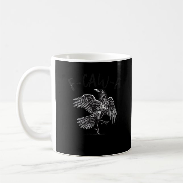 Crow, F-Caw-F Funny Bird Retro Graphic Kaffeetasse (Links)