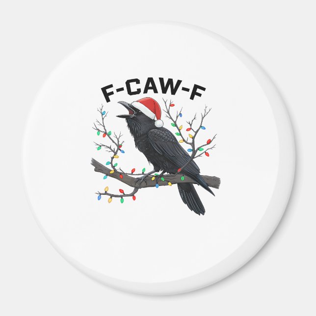Crow F-Caw-F Funny Retro Christmas Lights Santa Ha Magnet (Vorne)
