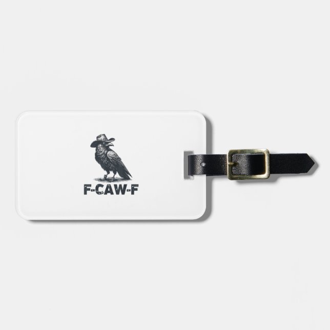 Crow F-Caw-F Retro Crow Lover Gepäckanhänger (Vorderseite horizontal)