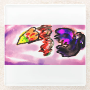 Crow fliegt Herbst Glasuntersetzer