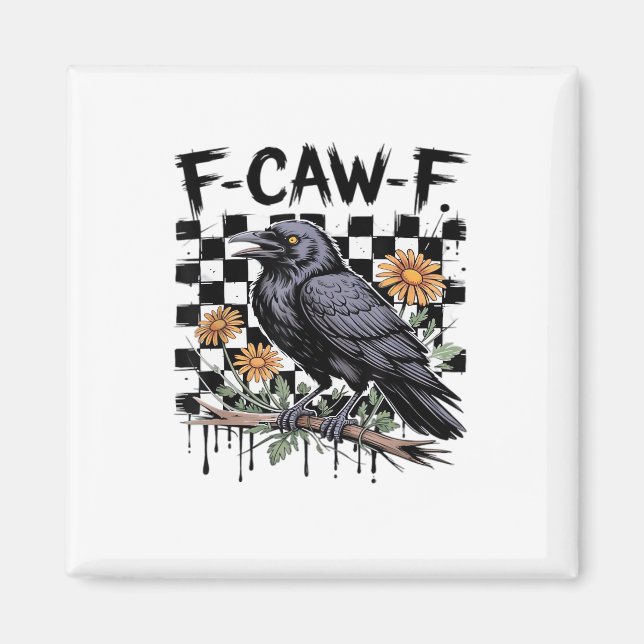 Crow Flowral, F-Caw-F Funny Bird FCAWF Moon Gothic Magnet (Vorne)