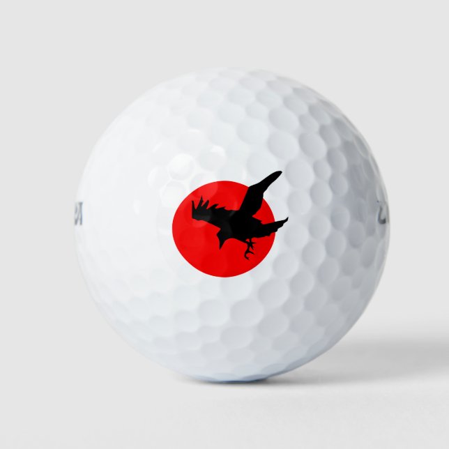 Crow Flying Silhouette Raven Flight Wing Sun Golfball (Vorderseite)