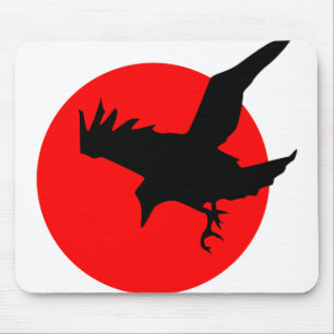 Crow Flying Silhouette Raven Flight Wing Sun Mousepad