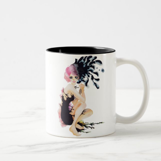Crow girl-Mug Zweifarbige Tasse (Rechts)