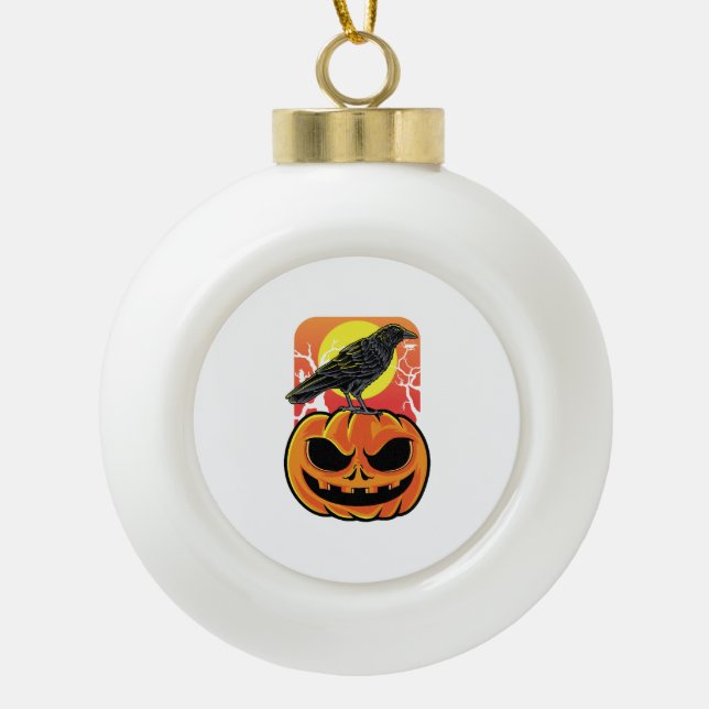 Crow Halloween Bird Watcher-Geschenk Keramik Kugel-Ornament (Vorderseite)