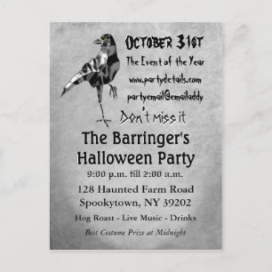 Crow Halloween Invite Einladungspostkarte