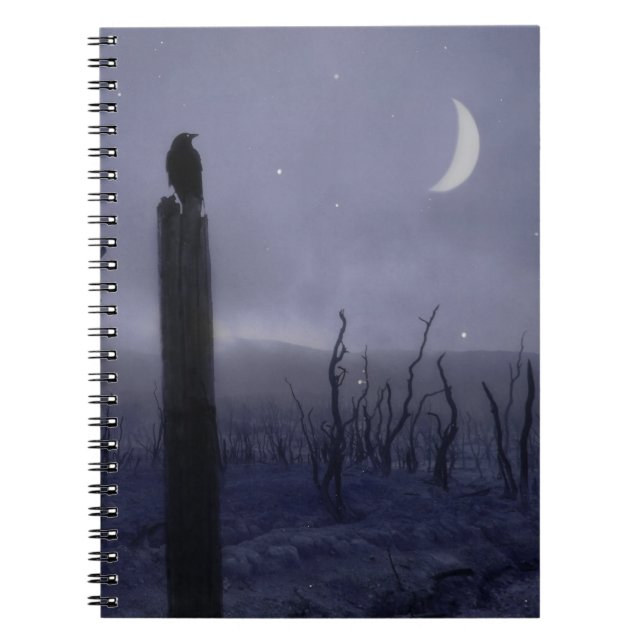 Crow in einer Lila Dystopie Notizblock (Vorderseite)