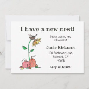 Crow in Nest mit Pumpkins Fall Neue Adresse Ankündigung