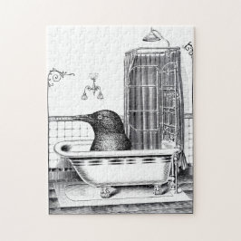 Crow in Vintager Badewanne Puzzle