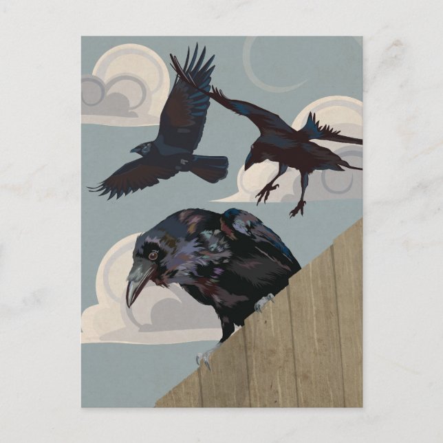 Crow-Invasion Postkarte (Vorderseite)