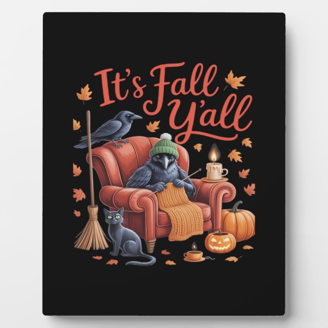 Crow It's Fall Y'all Pumpkins Herbst Hallowee Fotoplatte (Vorderseite)