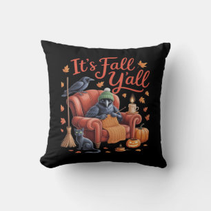 Crow It's Fall Y'all Pumpkins Herbst Hallowee Kissen