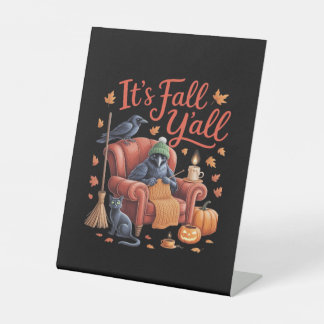 Crow It's Fall Y'all Pumpkins Herbst Hallowee Sockelschild