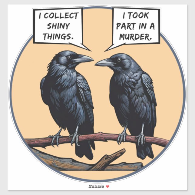 Crow Murder Funny Comic Aufkleber (Blatt)