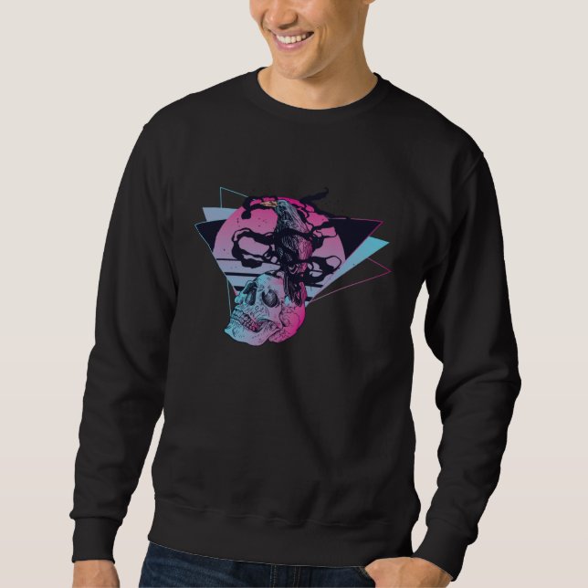 Crow Mystic Raven Vaporwave Skull Aesthetic Gothic Sweatshirt (Vorderseite)