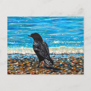 Crow on the Beach 2 Painting Postkarte
