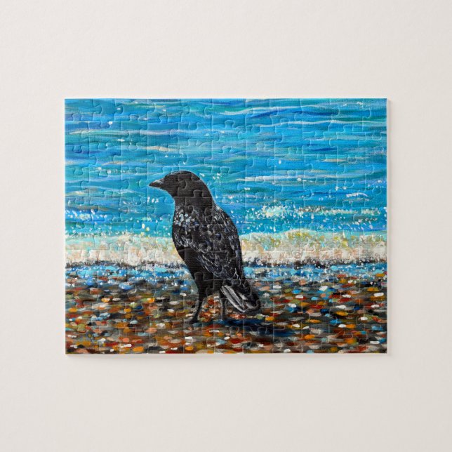Crow on the Beach 2 Painting Puzzle (Horizontal)
