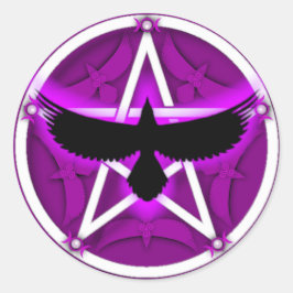 Crow-Pentagramm - Lila Runder Aufkleber