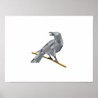 Crow Perwing mit Blick zurück auf Low Polygon
