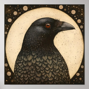 Crow Portrait Abstrakte Malerei Poster
