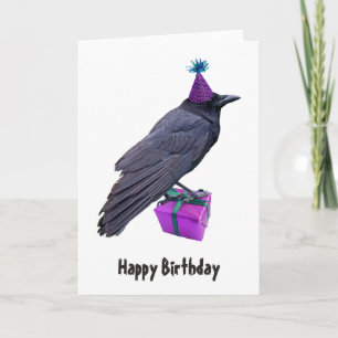 Crow Present Birthday Card Karte