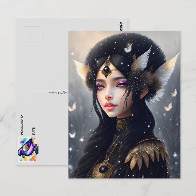 Crow Princess, Postüberquerung Postkarte (Vorne/Hinten)