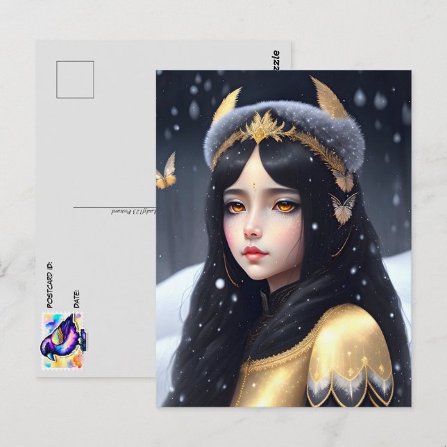 Crow Princess, Postüberquerung Postkarte (Vorne/Hinten)