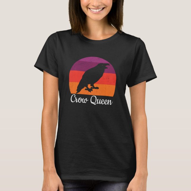 Crow Queen Black Raven Bird Lover Vogelbeobachtung T-Shirt (Vorderseite)