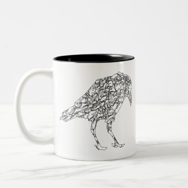 Crow Raven Art Zweifarbige Tasse (Links)
