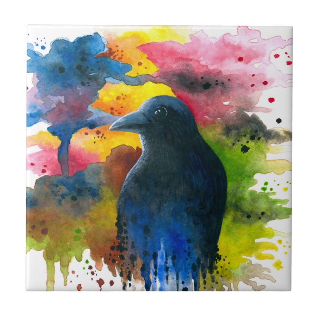 Crow Raven Bird 71 Fliese (Vorderseite)
