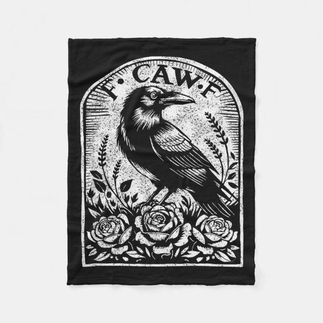 Crow Raven F Caw F  Fleecedecke (Vorderseite)