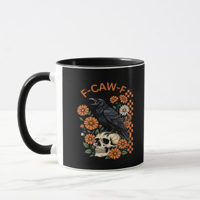 Crow Raven F-Caw-F Funny Halloween Gothic Creative Tasse (Links)
